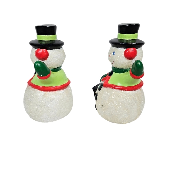 Vintage Handmade Ceramic Sugar Glazed Hand Painted Snowman Figurine 9" Set of 2 - Picture 4 of 7